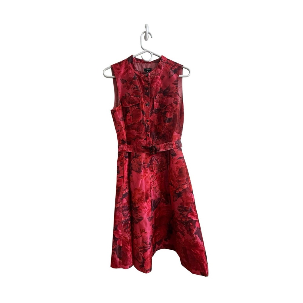 J Crew Collection Floral Belted Sleeveless Dress Size 12 NWT Watercolor Rose